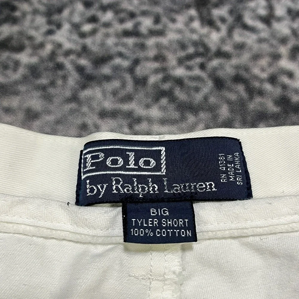 Vintage Polo‎ Ralph Lauren Tyler Shorts Mens 42 White  Big Chino Plated Classic